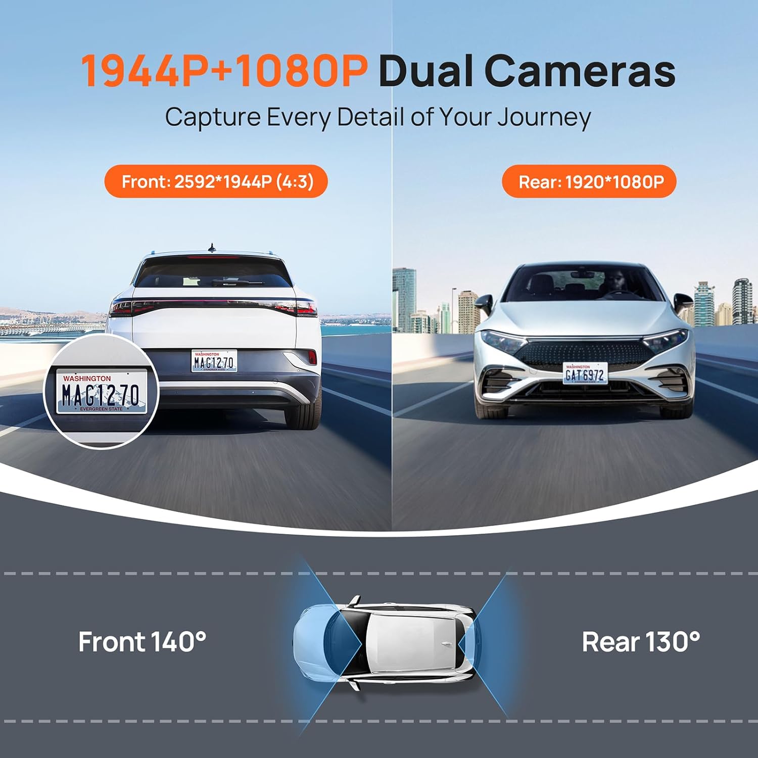70mai Dash Cam A510 1944P+1080P Front and Rear
