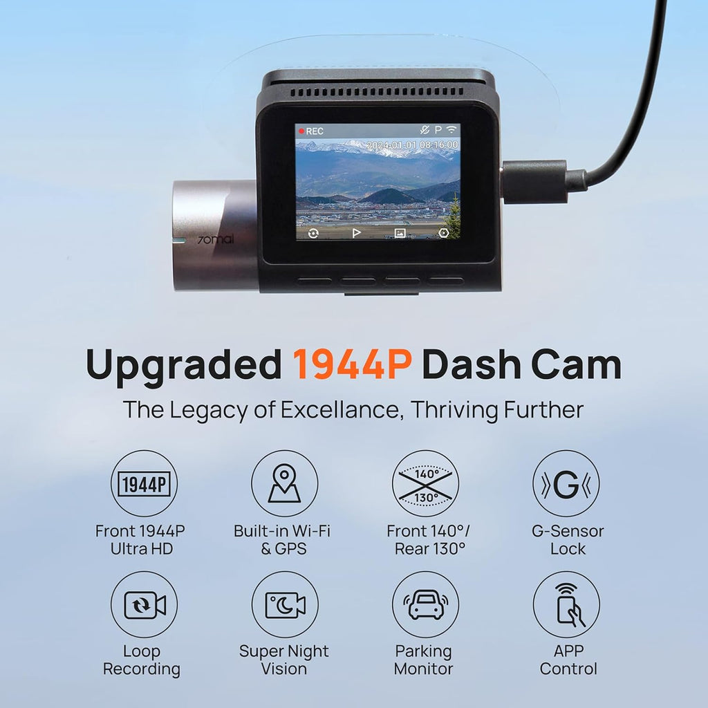 70mai Dash Cam A510 1944P+1080P Front and Rear
