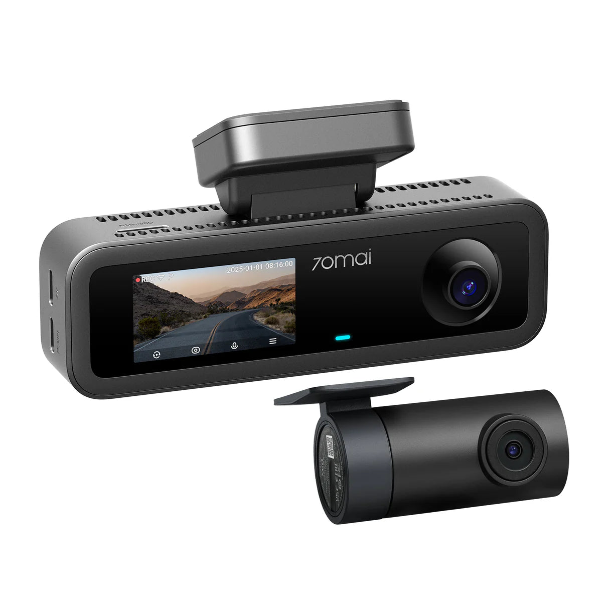 70mai Dash Cam 4K T800E, 3-Channel Front Interior Rear Car Camera, 4K HDR GPS
